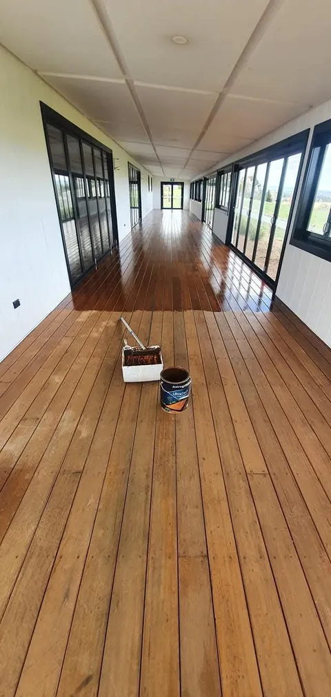 Enclosed verandah, floors protected